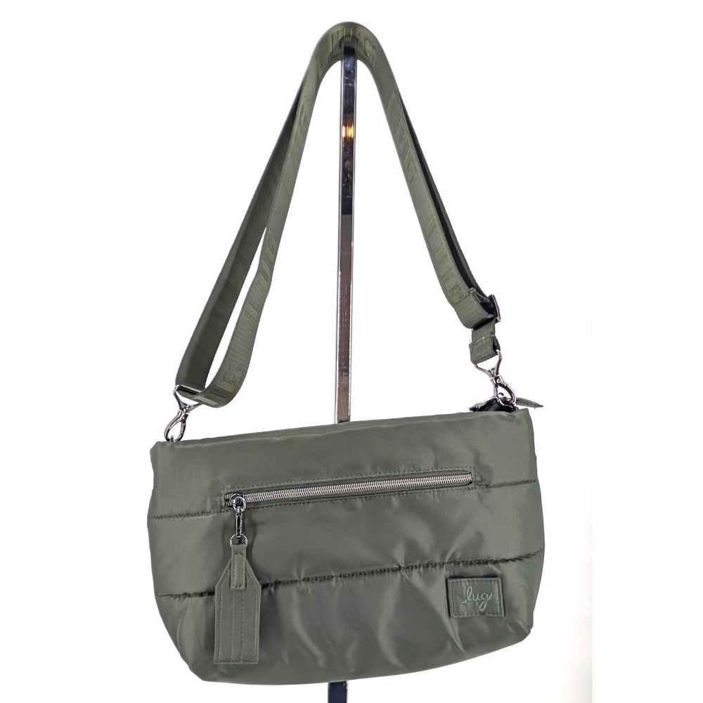 NWOT Lug Moonwalk Crossbody Bag Olive Green Quilted Nylon RFID Travel‎ Messenger